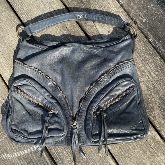 Large C.Z. Falconer Designer Black Leather Handbag purse - Picture 1 of 7